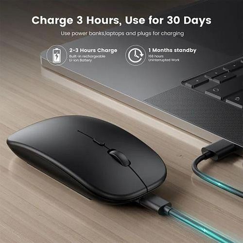 Optical Wireless Rechargeable Mouse Slim -Black