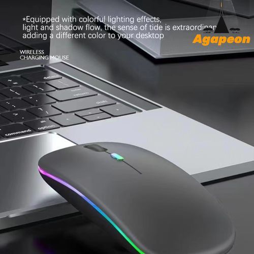 Agapeon Bluetooth + 2.4G Rechargeable Mouse Dual-mode Wireless LED - Grey