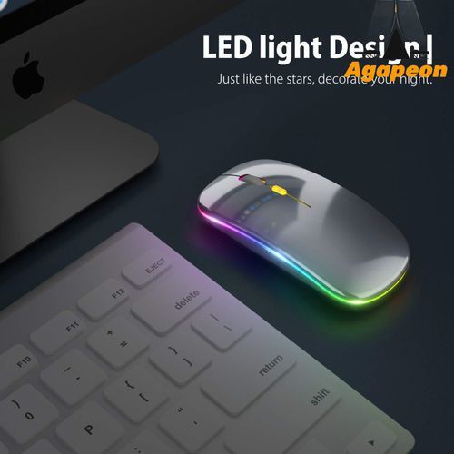Agapeon Bluetooth + 2.4G Rechargeable Mouse Dual-mode Wireless LED - Grey