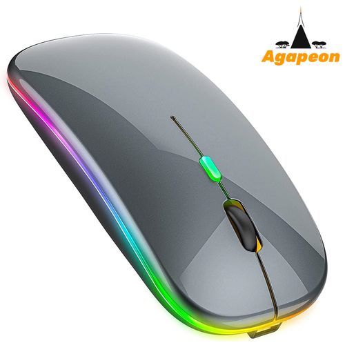 Agapeon Bluetooth + 2.4G Rechargeable Mouse Dual-mode Wireless LED - Grey