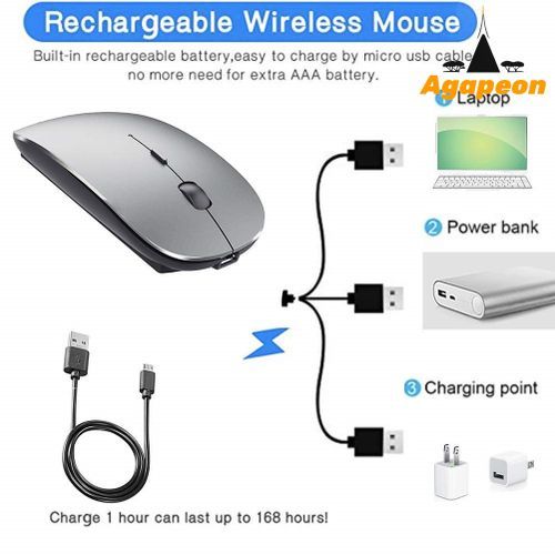 Agapeon Bluetooth + 2.4G Rechargeable Mouse Dual-mode Wireless LED - Grey