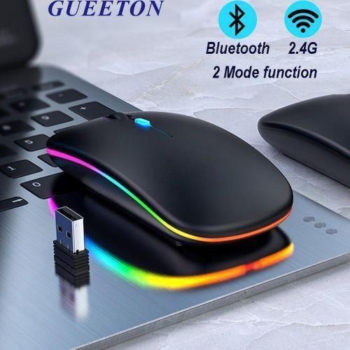 LED 2.4G Rechargeable Wireless Mouse Black