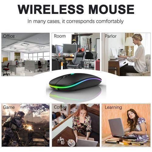 LED 2.4G Rechargeable Wireless Mouse Black
