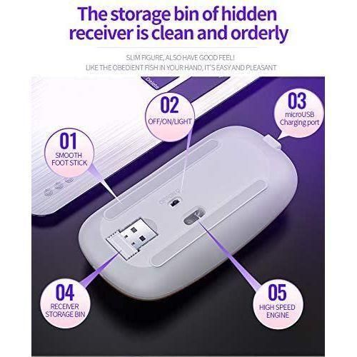 LED 2.4G Rechargeable Wireless Mouse Black