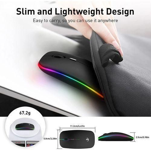 LED 2.4G Rechargeable Wireless Mouse Black