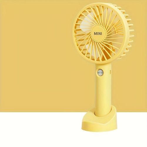 Yellow Mini Portable Handheld Fan - USB Rechargeable