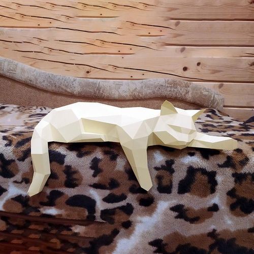 Sleeping Cat Paper Model Origami 3D Papercraft Home Hallway Party Ornaments Room Decor Art Decorations DIY Puzzles Toys