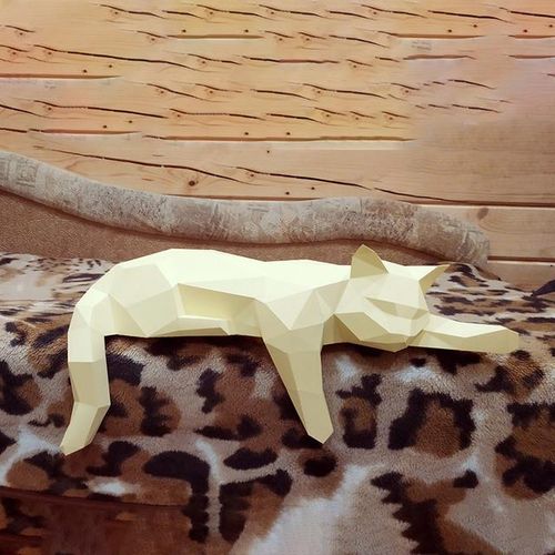 Sleeping Cat Paper Model Origami 3D Papercraft Home Hallway Party Ornaments Room Decor Art Decorations DIY Puzzles Toys