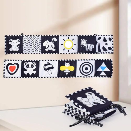 Montessori Kids Foldable Cloth Books Cartoon Animal Black and White Baby Toys for Boys and Girls Christmas Gift NO5292
