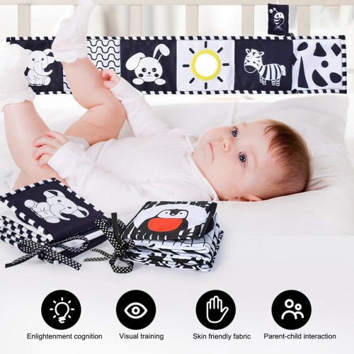 Montessori Kids Foldable Cloth Books Cartoon Animal Black and White Baby Toys for Boys and Girls Christmas Gift NO5292
