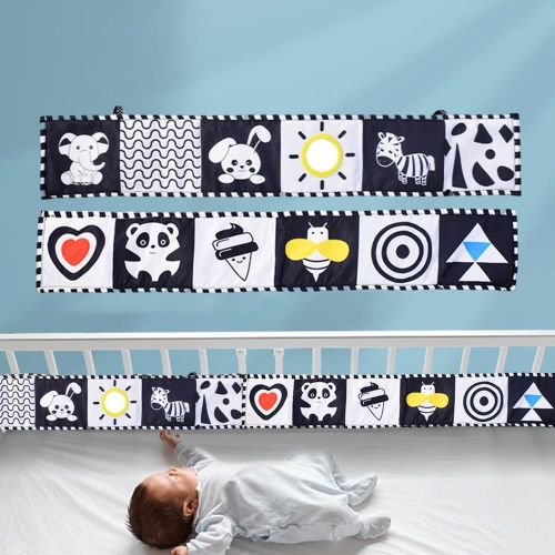 Montessori Kids Foldable Cloth Books Cartoon Animal Black and White Baby Toys for Boys and Girls Christmas Gift NO5292