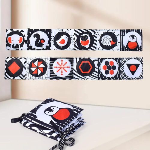 Montessori Kids Foldable Cloth Books Cartoon Animal Black and White Baby Toys for Boys and Girls Christmas Gift NO5292