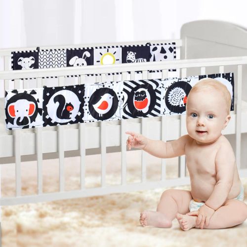 Montessori Kids Foldable Cloth Books Cartoon Animal Black and White Baby Toys for Boys and Girls Christmas Gift NO5292