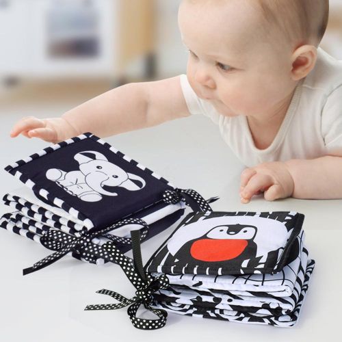 Montessori Kids Foldable Cloth Books Cartoon Animal Black and White Baby Toys for Boys and Girls Christmas Gift NO5292