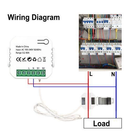 Tuya WiFi 80A Clamp Energy Meter Mobilephone APP Control