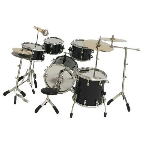 8Pcs Realistic Miniature Drum Set Dollhouse Ornament For Music Black