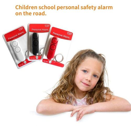 DM Fashion 120dB Anti-rape Device Dual Speakers Loud Alarm Alert Keychain Pendant  White