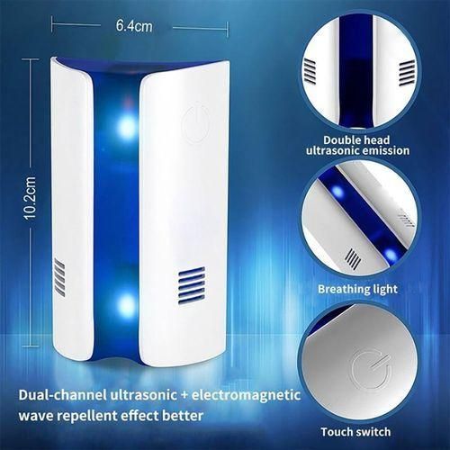 Electronic Ultrasonic Pest Repeller For Mice Bed Bugs Moths Spiders Mosquitoes Insect -White.