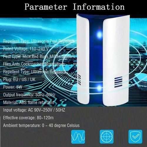 Electronic Ultrasonic Pest Repeller For Mice Bed Bugs Moths Spiders Mosquitoes Insect -White.