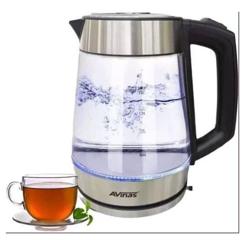 AVINAS 2.2 Litre Glass Electric Milk Water Boiling Kettle Boiler Jar- Clear.