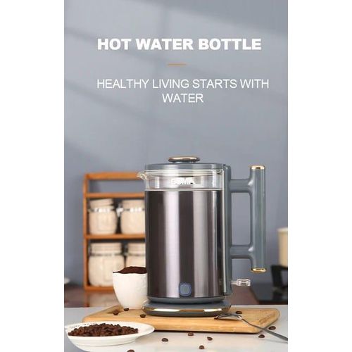 Boma 1.7 liter Retro Electric Kettle With Keep Warm Function, Stainless Steel & Glass Body, Double Wall Design, Hot Water Kettle With Auto Shut-Off And Boil Dry Protection Induction Drinking Water Boiling Pot- Black