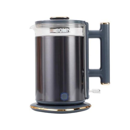 Boma 1.7 liter Retro Electric Kettle With Keep Warm Function, Stainless Steel & Glass Body, Double Wall Design, Hot Water Kettle With Auto Shut-Off And Boil Dry Protection Induction Drinking Water Boiling Pot- Black