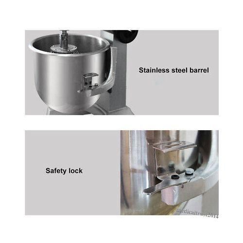 20L Commercial Adjustable Electric Food Dough Stand Mixer Maker Grinder For Kitchen - Silver