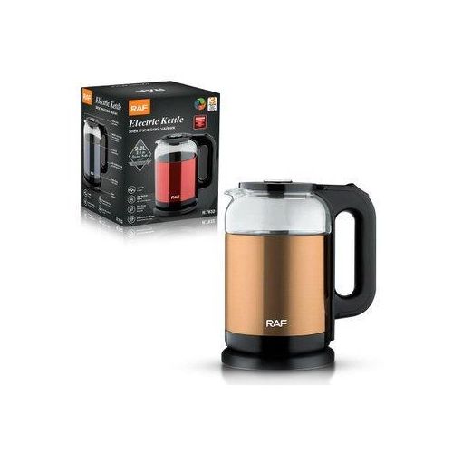 RAF 2 Litre Electric Glass Kettle Cordless with Blue LED Light, Borosilicate Glass, Auto Shut-Off and Boil-Dry Protection- Multicolor