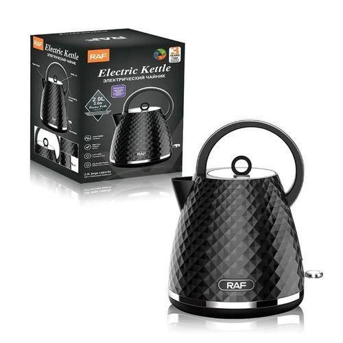 RAF 2L Retro Mini Teapot Stainless steel Double Wall Household Quick Boiling Water Automatic Power off Electric Kettle- Black