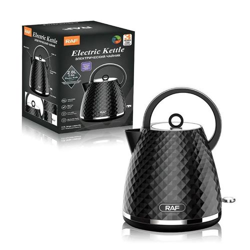 RAF 2L Retro Mini Teapot Stainless steel Double Wall Household Quick Boiling Water Automatic Power off Electric Kettle- Black