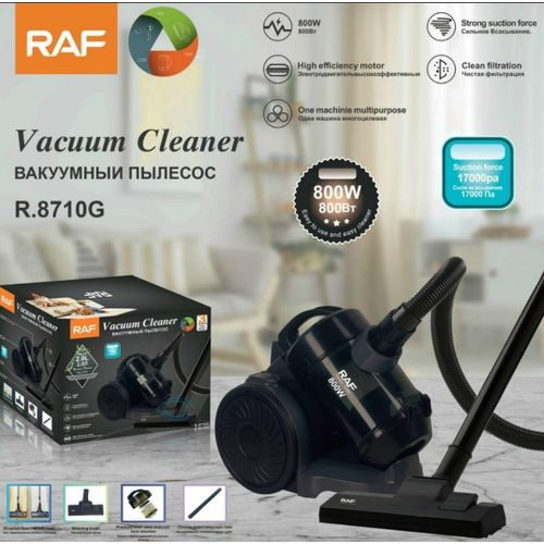 RAF 2-in-1 Folding Brush 2L Capacity Bagless Vacuum Cleaner without Bag, 800 W Vacuum Cleaner Floor Vacuum Cleaner, HEPA Filter, Floor Nozzle for Parquet, Carpet, Tiles, Powerful Vacuum Cleaner Ground Brush Hose With two Pieces Of Plastic Pipes - Multicol