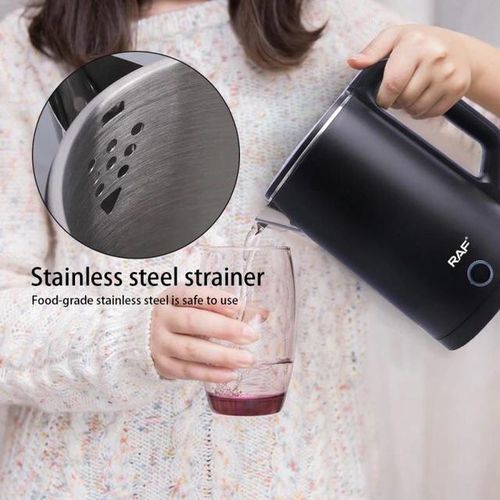 RAF 0.8L Cordless Electric Kettle With Auto Shut, 360-Degree Cord Design, Perfect for Warm Beverages,-White Black