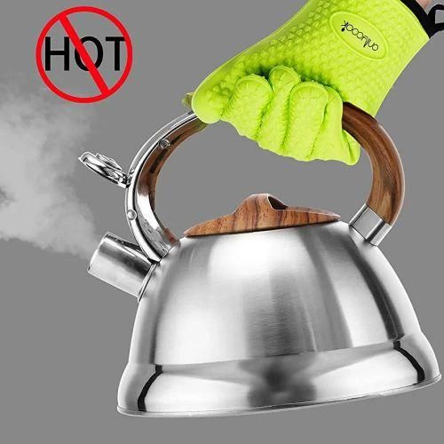 Kaisa Villa 3L Stovetop Teapot Stainless Steel Whistling Tea Kettle- Silver