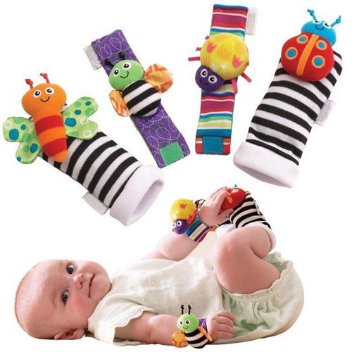 Rattle Set Baby Sensory Toy Socks Wrist Rattle Foot Finder Socks Set for Newborn Boys and Girls NO5292