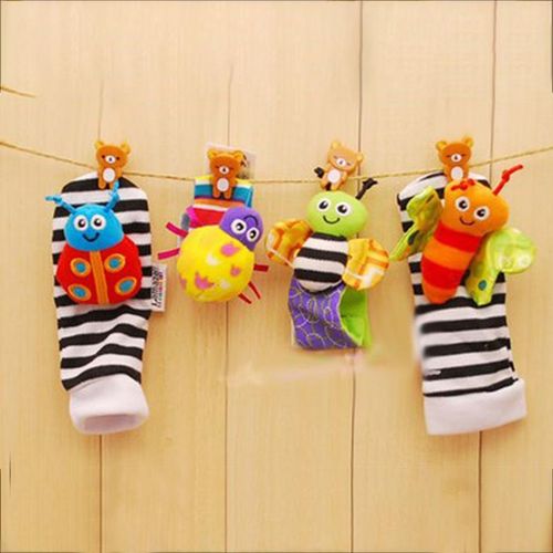Rattle Set Baby Sensory Toy Socks Wrist Rattle Foot Finder Socks Set for Newborn Boys and Girls NO5292