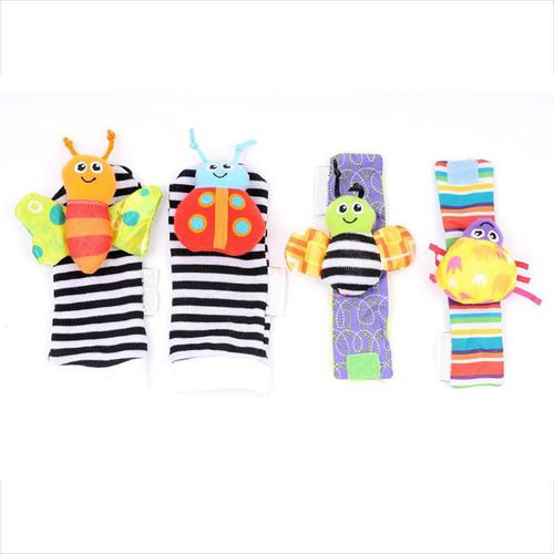 Rattle Set Baby Sensory Toy Socks Wrist Rattle Foot Finder Socks Set for Newborn Boys and Girls NO5292
