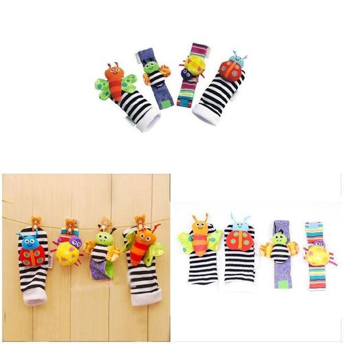 Rattle Set Baby Sensory Toy Socks Wrist Rattle Foot Finder Socks Set for Newborn Boys and Girls NO5292