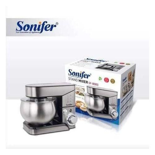 Sonifer 12 Litre Electric Food Beater Egg Whisk Dough Hook Stand Mixer- Silver.