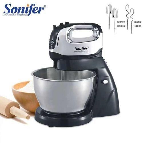 Sonifer 4L Electric Dough Hand Stand Mixer Food Processor With Bowl- Silver .