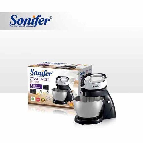 Sonifer 4L Electric Dough Hand Stand Mixer Food Processor With Bowl- Silver .