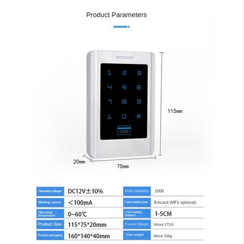 Touch Access Control Machine Swipe Card Pasgood Integrated