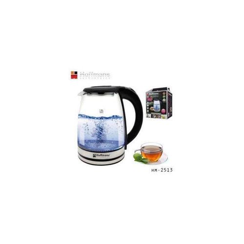 Hoffmans 2L Glass Electric Kettle With LED Blue Light- Silver , Black