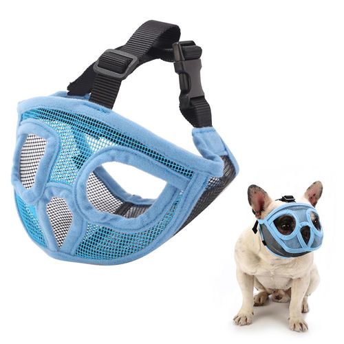 Short Snout Dog Muzzle Bulldog Muzzle Adjustable Breathable Mesh for Training Biting Barking