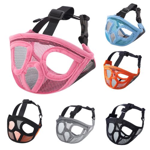 Short Snout Dog Muzzle Bulldog Muzzle Adjustable Breathable Mesh for Training Biting Barking