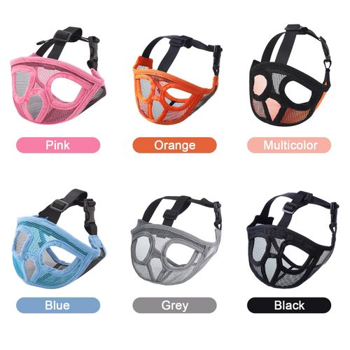 Short Snout Dog Muzzle Bulldog Muzzle Adjustable Breathable Mesh for Training Biting Barking