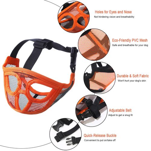 Short Snout Dog Muzzle Bulldog Muzzle Adjustable Breathable Mesh for Training Biting Barking