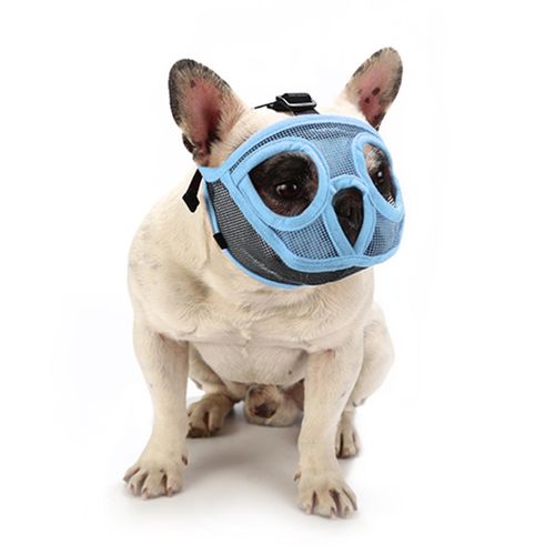 Short Snout Dog Muzzle Bulldog Muzzle Adjustable Breathable Mesh for Training Biting Barking