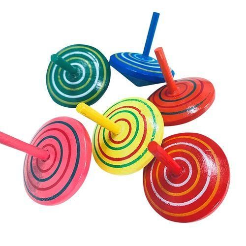 10pcs Lot Wooden Diy Blank Painting Spinning Toys