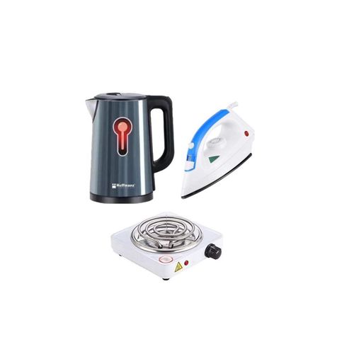 Hoffmans Pack Of Original 2.5Ltrs Electric Tea Kettle For Boiling Water Stainless Steel Double Wall Hot Water Boiler with Automatic Shut Off & Boil-Dry Protection - Multicolor