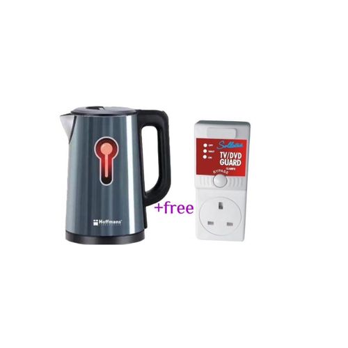 Hoffmans Pack Of Original 2.5Ltrs Electric Tea Kettle For Boiling Water Stainless Steel Double Wall Hot Water Boiler with Automatic Shut Off & Boil-Dry Protection Plus A  TV Guard For TV Protection- Multicolor